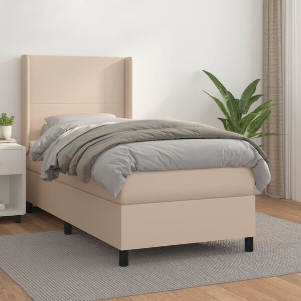 vidaXL Boxspringbett mit Matratze Cappuccino-Braun 80x200cm Kunstleder