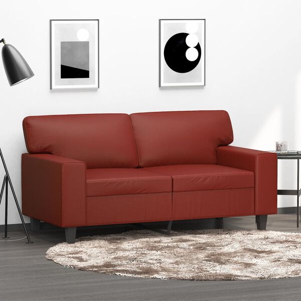 vidaXL 2-Sitzer-Sofa Weinrot 120 cm Kunstleder