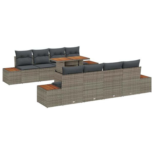 vidaXL Garten Essgruppe mit Kissen 9 pcs Grau und Braun