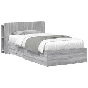 vidaXL Bettgestell mit Stauraum Grau Sonoma 75 x 190 cm Holzwerkstoff