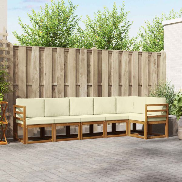 vidaXL Outdoor-Sofagarnitur mit Kissen 6 pcs Natur und Creme