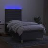 vidaXL Boxspringbett mit Matratze & LED Dunkelgrau 90x200 cm Stoff