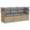 vidaXL 3-tlg. Garten-Sofagarnitur mit Kissen Beige Poly Rattan