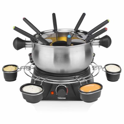 Tristar Familien-Fondue-Set 1400 W 1,3 L Edelstahl Silbern