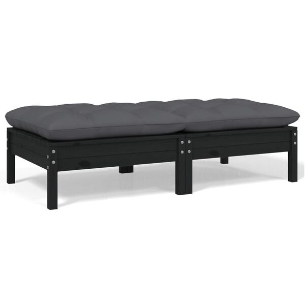 vidaXL Gartensofa 2-Sitzer mit Kissen in Schwarz Massivholz Kiefer