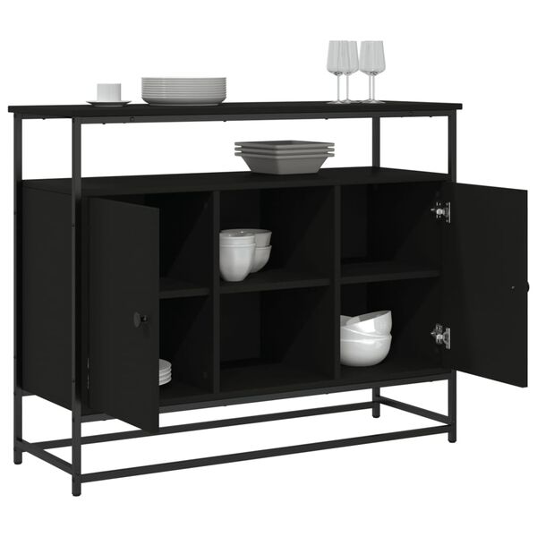 vidaXL Sideboard Schwarz 100x35x80 cm Holzwerkstoff