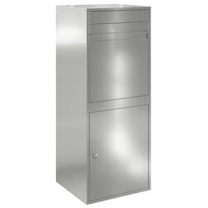 vidaXL Paketdrop-Box mit T&uuml;r Silber 41 x 38 x 103 cm Verzinkter Stahl