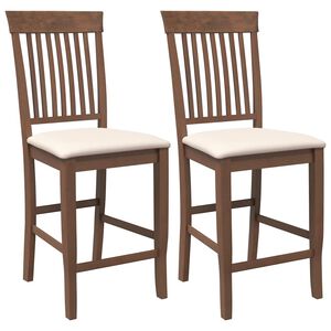 vidaXL Barhocker mit Kissen 2 Stk. Braun Massivholz Gummibaum
