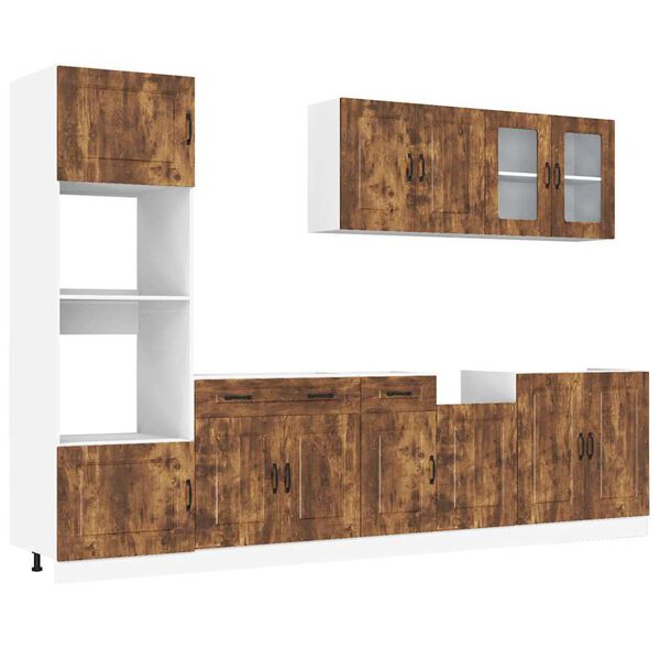 vidaXL 7-tlg. K&uuml;chenschrank-Set Kalmar R&auml;uchereiche Holzwerkstoff
