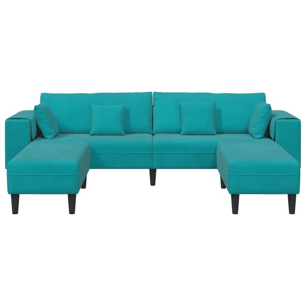 vidaXL Sofa mit Kissen 3 pcs Türkis Samt