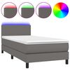 vidaXL Boxspringbett mit Matratze & LED Grau 80x200 cm Kunstleder