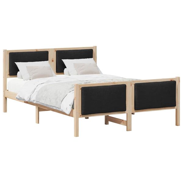 vidaXL Bettrahmen mit Kopfteil Schwarz 135 x 190 cm Stoff