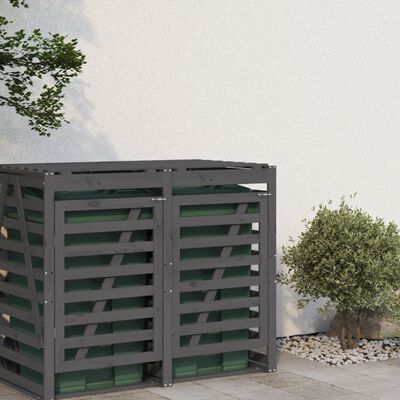 vidaXL Erweiterung für Mülltonnenbox Grau Massivholz Kiefer
