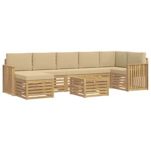 vidaXL Outdoor-Sofagarnitur 8 stk. Wei&szlig; und Beige Polyester