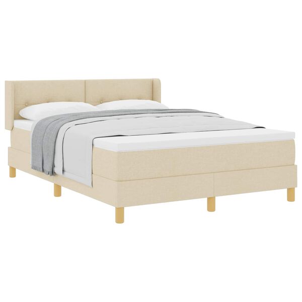 vidaXL Boxspringbett mit Matratze Creme 140 x 200 cm Stoff