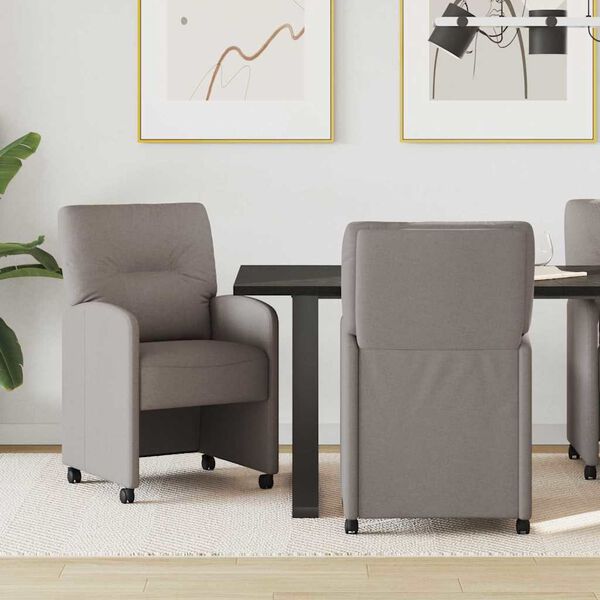 vidaXL Esszimmerst&uuml;hle mit Rollen 2 pcs Taupe 57 x 67 x 95 cm Stoff