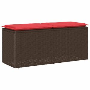 vidaXL Gartenbank mit Kissen Braun 110x40x44 cm Poly Rattan