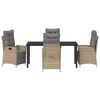 vidaXL Garten Essgruppe mit Kissen 5 pcs Beige Poly-Rattan
