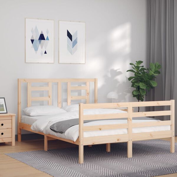 vidaXL Massivholzbett mit Kopfteil 120x200 cm
