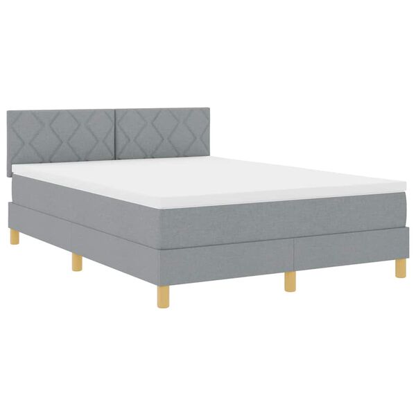 vidaXL Boxspringbett mit Matratze Hellgrau 160 x 200 cm Stoff