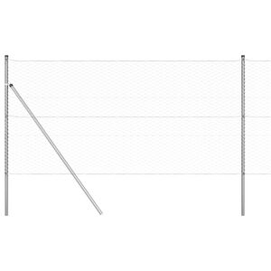 vidaXL Bodenmontierter Sechseckzaun 25 x 1,2 m Verzinkter Stahl Silber