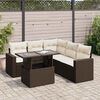 vidaXL 6-tlg. Garten-Sofagarnitur mit Kissen Braun Poly Rattan