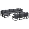 vidaXL Garten-Sofa-Set mit Kissen 11 pcs Schwarz Aluminium