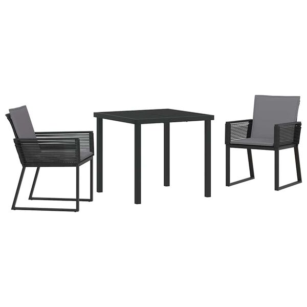 vidaXL Garten Essgruppe 3 pcs Schwarz Pulverbeschichteter Stahl