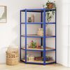 vidaXL Eckregal mit 5 B&ouml;den Blau Stahl & Holzwerkstoff