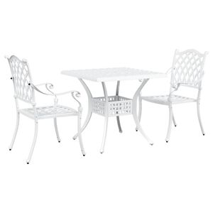 vidaXL Gartentisch Set 3 pcs Wei&szlig; Gussaluminium