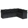 vidaXL 6-tlg. Garten-Sofagarnitur mit Kissen Schwarz Poly Rattan