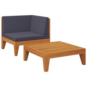 vidaXL 2-tlg. Garten-Lounge-Set mit Auflagen Massivholz Akazie