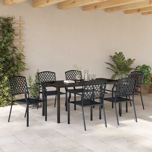vidaXL Garten Essgruppe 7 pcs Anthrazit Pulverbeschichteter Stahl