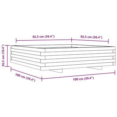 vidaXL Pflanzkübel Weiß 100x100x26,5 cm Massivholz Kiefer