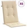 vidaXL Gartenstuhlauflagen f&uuml;r Hochlehner 6Stk. Beige 120x50x3cm Stoff
