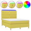 vidaXL Boxspringbett mit Matratze & LED Gr&uuml;n 140x190 cm Stoff