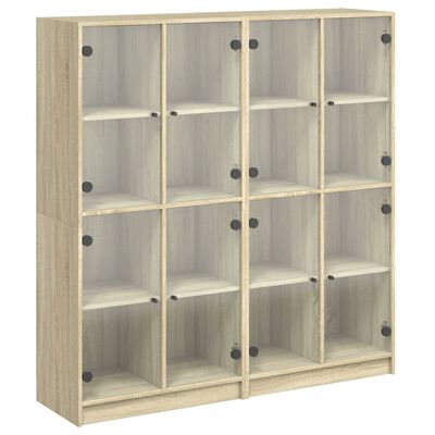 vidaXL Bücherschrank mit Türen Sonoma-Eiche 136x37x142cm Holzwerkstoff