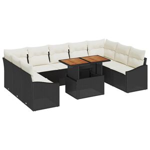 vidaXL Gartensofa-set 10 Stk. Schwarz und Creme