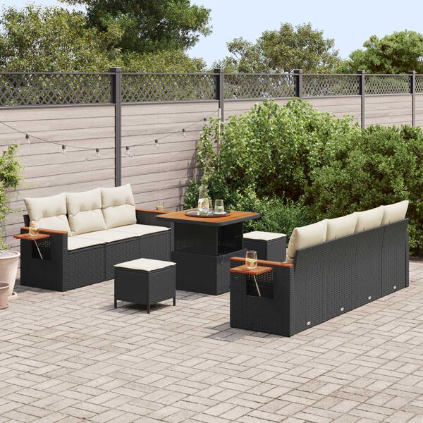 vidaXL Gartensofa-set mit Kissen 10 pcs Schwarz und Creme
