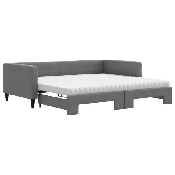 vidaXL Tagesbett Ausziehbar mit Matratzen Dunkelgrau 100x200 cm Stoff