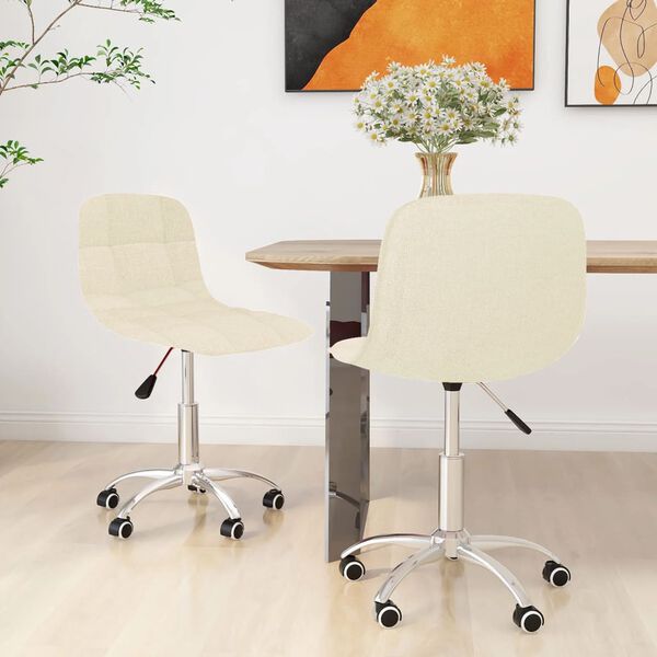 vidaXL Esszimmerst&uuml;hle 2 Stk. Drehbar Creme Stoff