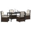 vidaXL Garten Essgruppe 5 pcs Braun Poly-Rattan