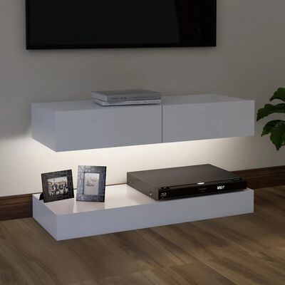 vidaXL TV-Schrank mit LED-Leuchten Weiß 90x35 cm