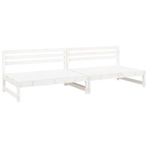 vidaXL Garten-Mittelsofas 2 Stk. Wei&szlig; 120x80 cm Massivholz Kiefer