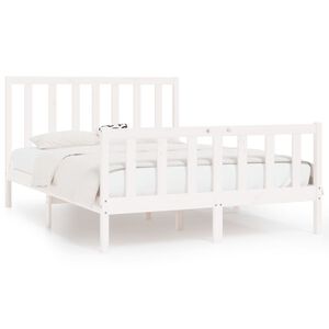 vidaXL Massivholzbett Wei&szlig; 140x190 cm