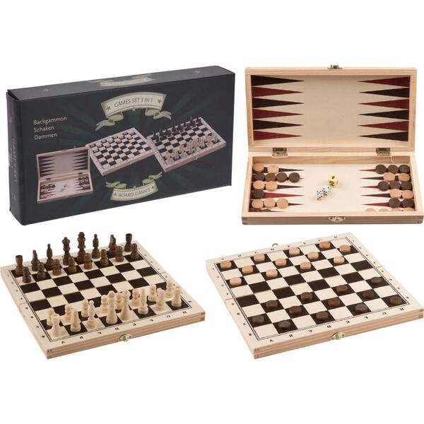 Tender Toys 3-in-1-Brettspiele Holz