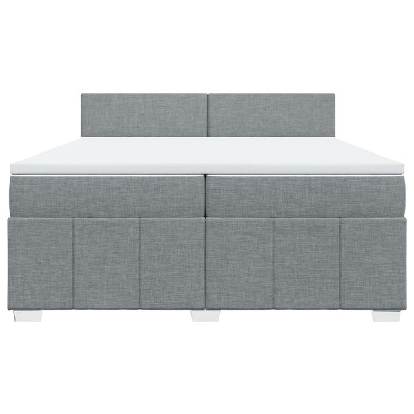 vidaXL Boxspringbett mit Matratze Hellgrau 200x200 cm Stoff