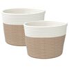 vidaXL Aufbewahrungsk&ouml;rbe 2 Stk. Braun und Wei&szlig; &Oslash;24x18 cm Baumwolle