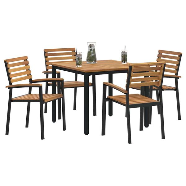 vidaXL Garten Essgruppe 5 pcs Schwarz Massivholz Akazie