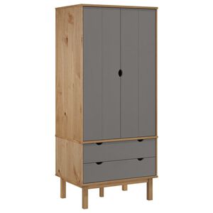 vidaXL Kleiderschrank OTTA Braun&Grau 76,5x53x172 cm Massivholz Kiefer